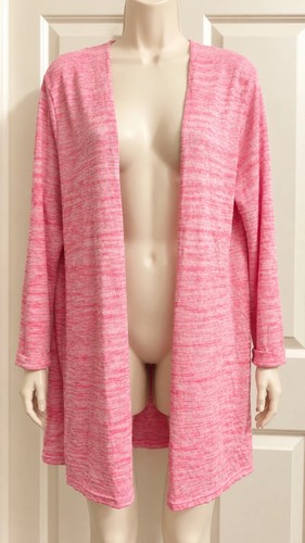 Pink marl longline open - pink,