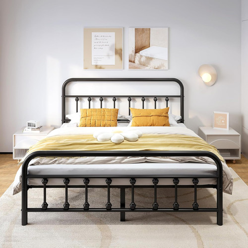 Queen metal bed frame - bed, with