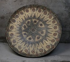 Large Moroccan Stoneware Bowl Vintage Hand Painted