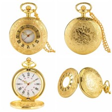 Steampunk Quartz Analog Pocket Watch with Necklace Chain for Women Men Watches