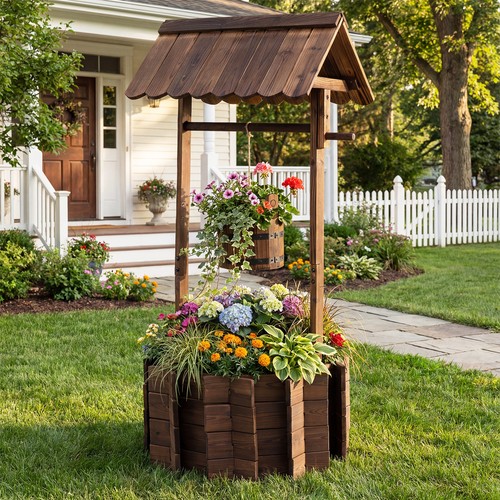 Wooden wishing well - wishing,