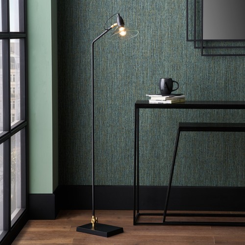 Black and brass floor - black, lamp