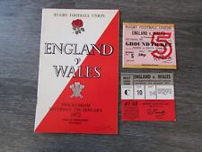 England v Wales 1972 at Twickenham Rugby Union Programme & Match Tickets