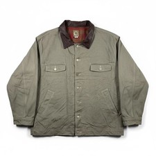 Mens Khaki Heavy Duty Button Up Workwear  Canvas Jacket
