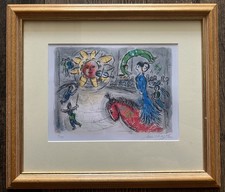 Marc Chagall:Sun At The Red Horse Circus: Framed-Facsimile Signed- Edition 7/100