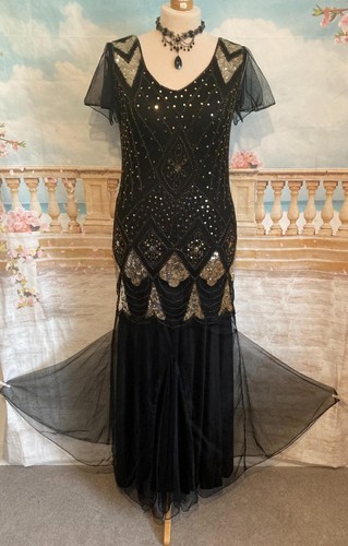 Black gold sequin - dress, xl