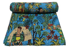 Indian kantha quilt bedspread - kantha,
