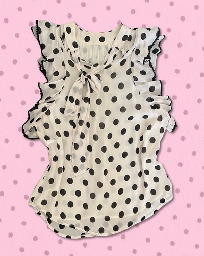 Polka dot ruffle sleeve - dot, blouse