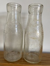 2 Vintage Wide Mouthed L.I.C.S Leeds Ind Co-op Society 1 Pint Milk Bottles