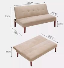 Upholstered Beige Fabric pets or kids Sofa Bed 2 Seater Couch Recliner Chair