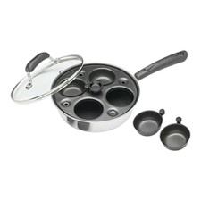 KitchenCraft 4 Hole Egg Poacher 21cm - Silver  KCPOACH4