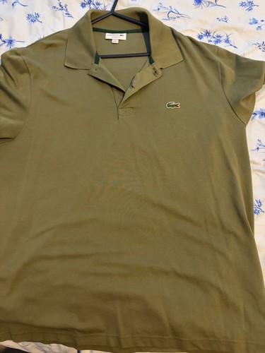 Khaki green lacoste polo shirt - khaki,