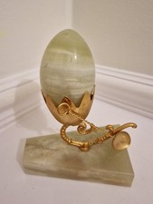 Onyx egg, ornate gilt stand
