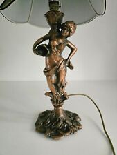 Art Deco lamp metal statue woman sculpture lady on lily pads