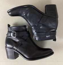 Diesel Leather Western Buckle Boots Booties Zip Front Black Ladies’ Size EU 39