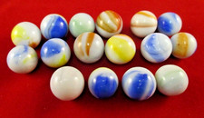 Vintage Retro Agate Swirl Style Marbles - White Green Blue Yellow Brown