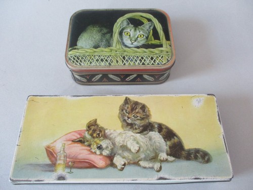 Vintage tins with - tins, cats