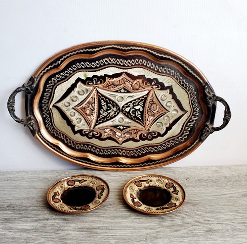 Vintage turkish copper etched - vintage,