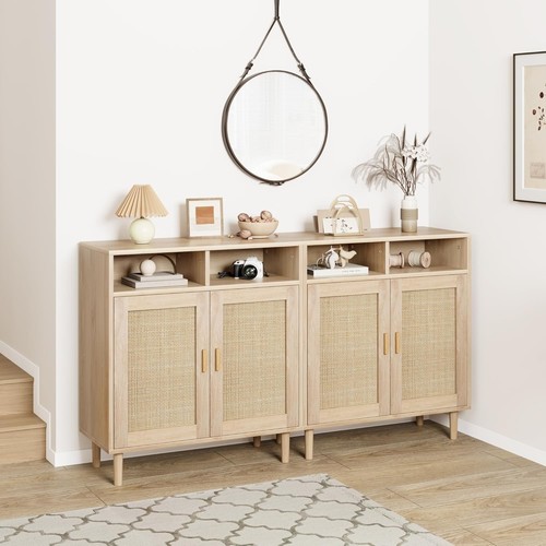 Natural rattan sideboard with - natural,