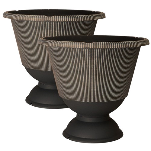 2pc plastic round brown - round, urn