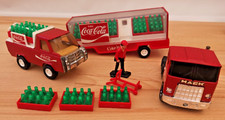 Vintage Buddy Coca Cola Set - Tin Toy Delivery Trucks Bottles & Van. Japan