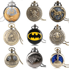 Antique Steampunk Full Hunter Vintage Quartz Pocket Watch Necklace Chain Gifts