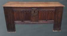 Large Oak Linen Fold Blanket Box / Chest Dated 1673
