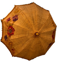 antique Victorian  parasol British Make Armstrong  19th century linen floral