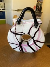 Glass bag vase, Glass purse, Flower vase