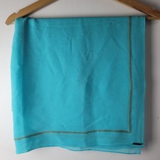 Maryan Mehlhorn Teal Blue 100% Silk Thin Rectangle Soft Beautiful Scarf Casual