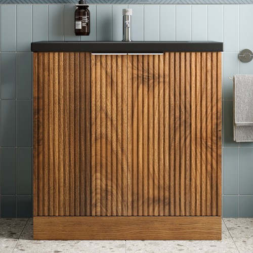 Fluted 800mm bathroom vanity - bathroom,
