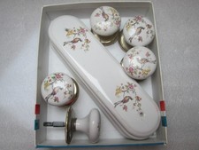 Vintage Hand Painted Porcelain Finger Plates and door handles