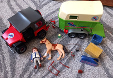 PLAYMOBIL 4189 RIDING STABLE HORSE TRAILER AND JEEP