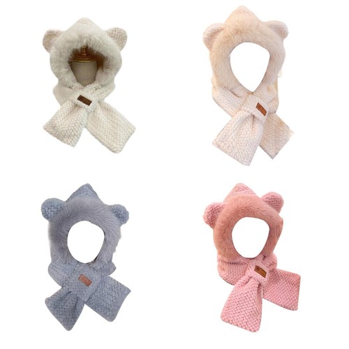 Plush hooded scarf funny for - scarf,