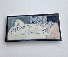 Rare ERIC JAMES MELLON Studio Art Pottery  RECLINING MAIDEN Signed Wall Plaque