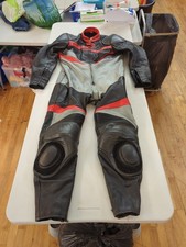 Genuine BELSTAFF Vintage One-Piece Leather Motorcycle Suit Red Grey Blac Size 46