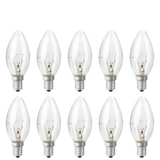 10 Pack 40W Lamp Bulb Screw In E14 SES Candle Light Bulbs Clear Small Edison UK
