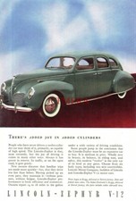LINCOLN-ZEPHYR V-12 Sedan Motor Car ADVERT (2) 1938 Vintage Print Ad 163/N