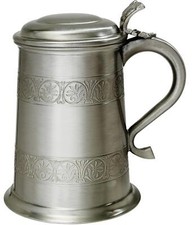Pewter Lidded Tankard 1 Pint