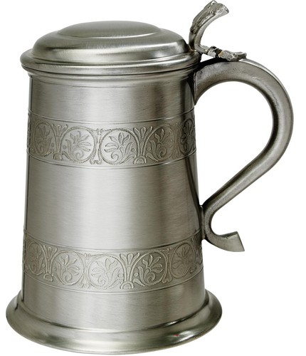 Pewter lidded tankard - pewter,