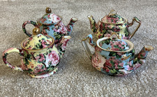 4x Arthur Wood Claudia & Chloe Miniature Floral Decorative Tea Pot Ornaments