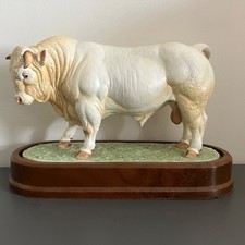 Royal Worcester Charolais Bull Figurine Doris Lindner 1968 Ltd Ed COA Stand