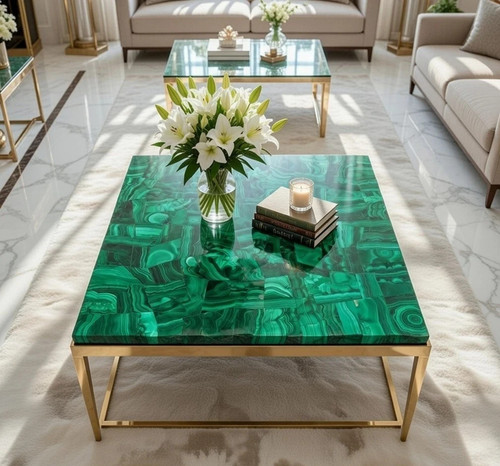 Green malachite coffee table - coffee,