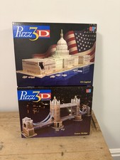 2 x MB Games Puzz 3D Jigsaws - Tower Bridge & US Capitol Jigsaws Puzzle PUZZ3D
