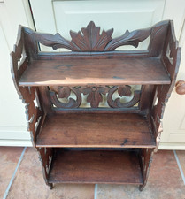 Vintage ornate wooden shelves, spice rack 3 tier shelf, Black Forest