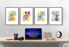 Disney Characters Watercolour Set Of 4 Prints Pictures Wall Art Poster