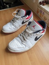 Nike Air Jordan 1 Low Trainers Shoes UK 10 White/Red Rare Boxed