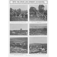 The Devon & Somerset Staghounds Hunt Meet near Minehead - Antique Print 1900
