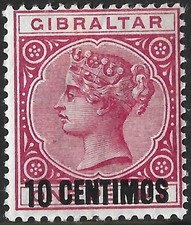 Gibraltar 1889 QV 10c on 1d