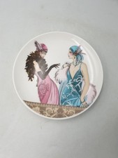 LAKELAND CLINTONS CARDS STYLE CERAMIC SMALL PLATE ART DECO FLAPPER LADIES BXD